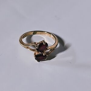 10k Vintage Gold Ring with Red Gemstones